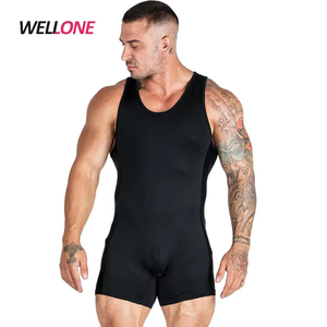 High Quality Fitness Poly Spandex Black Custom Silk Screen Printing Men Gym Powerlifting <strong>Weightlifting</strong> <strong>Singlet</strong> - Product Image 1