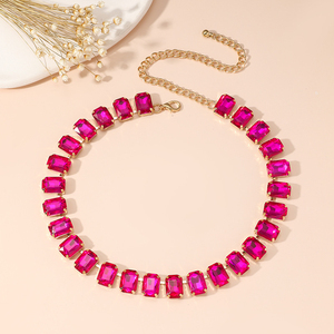 Perhiasan Fashion Grosir Kalung Kristal Geometris Persegi yang Mewah untuk Pesta Pernikahan dan Pengantin - Product Image 5