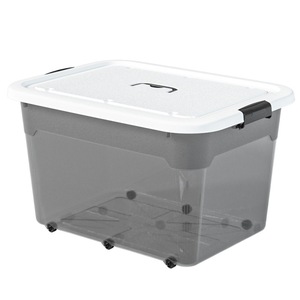 Cajas de Almacenamiento de Plástico Transparente Rectangulares Blancas y Grises con Tapa para Organizar Ropa, Juguetes y Aperitivos en el Hogar - Product Image 5