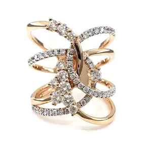 2021 heiße Verkäufe Sonder Trendy Edlen Schmuck 18k Rose Gold 100% Natürliche Runde Diamant Übertreibung Ring Für Dame Persönliche verwenden