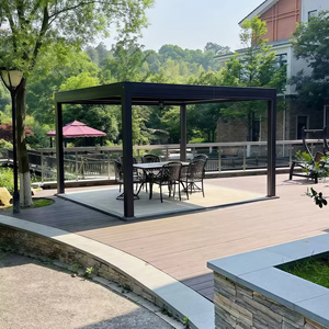 Pergola à toit à lames en aluminium, gazebo de jardin avec stores latéraux, imperméable, fixation murale, pergolas à lames résistantes à la rouille, 3x4, 5x3, 6x6, pour terrasse - Product Image 3