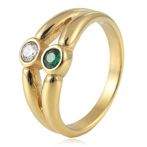 yunnique Fashion <b>Rings</b> <b>Titanium</b> Steel Hollow Gemstone <b>Ring</b> Bezel Setting Gold Color Unisex Gift Jewelry 210108 - Product Image 1