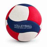 Ballon de volley-ball sur mesure taille 5 bleu blanc rouge en PU souple thermocollé 260-280g OEM Vente en gros Qualité stable Fabricant