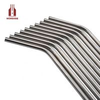 Pailles à boire en acier inoxydable taille 6mm * 267mm/10.5 "pliées