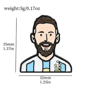 Großhandel Fußball Star Pin Cartoon Argentinien Messi Figur Metall Zink legierung Abzeichen Pin für Fan Souvenir