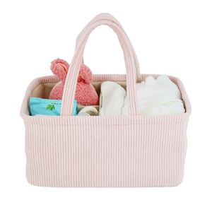 Bon prix Vente en gros Panier à couches en velours côtelé Organisateur Bin Nursery Storage Nappy Mommy Sac de transport avec poignées pour produit pour bébé - Product Image 3