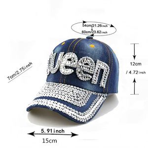 Nuevo Sombrero Vaquero de Mezclilla con Incrustaciones de Diamantes QUEEN, de 6 Paneles, Ajustable, para Mujer, a la Moda, con Protección Solar para Exteriores - Product Image 3