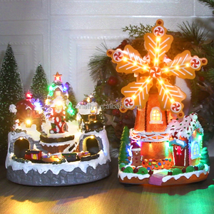Adorno Navideño de Resina LED con Molino de Viento, Función Giratoria, Música, Casa de Jengibre, Ecológico, Duradero, Decoración al por Mayor de Fábrica - Product Image 1