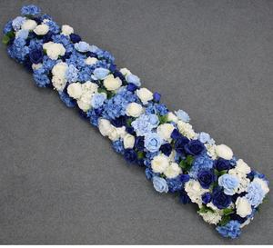 ดอกโบตั๋นดอกโบตั๋นสีฟ้าสีขาวไฮเดรนเยียดอกไม้ประดิษฐ์<span class=keywords><strong>แถว</strong></span>งานแต่งงานฉากหลังของตกแต่งตรงกลางกุหลาบ A4807ดอกไม้ - Product Image 1