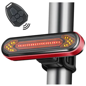 Remote Control Bike Taillight USB Rechargeable Bicycle Tail Rear Light Turn Signal Braking Warning Wireless LED Cycling Lantern