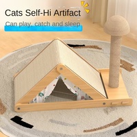 Griffoir triangulaire en sisal pour chat, résistant à l'usure, anti-griffures, style simple, avec nid à miettes et repose-pieds vertical intégré