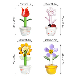 4pcs Eco-Friendly Animal Print <b>Crystal</b> Mini Cute Hand Blown Art Figurines Collectibles Home Office Tabletop Decorations - Product Image 2