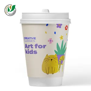 12oz Creative print patterns disposable paper cup biodegradable paper cups for coffee printed paper cups