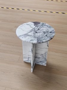 Table d'appoint ronde en marbre fleur table basse en marbre naturel blanc personnalisée en usine - Product Image 3