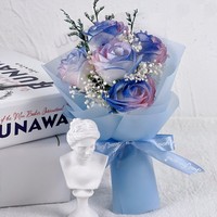 Bouquet de fleurs artificielles de luxe, roses artificielles en savon, mini bouquet de fleurs, lavande, cadeau personnalisé pour la Saint-Valentin