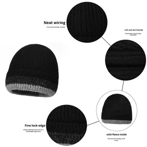 Gorro de Invierno <span class=keywords><strong>para</strong></span> <span class=keywords><strong>Hombre</strong></span>, Tejido Jacquard con Botones, Spandex/Algodón, Cuello Plegable, Tres Colores, Nuevo, Cálido, <span class=keywords><strong>para</strong></span> Clima Frío, Transfronterizo, 48-50cm de Diámetro - Product Image 2