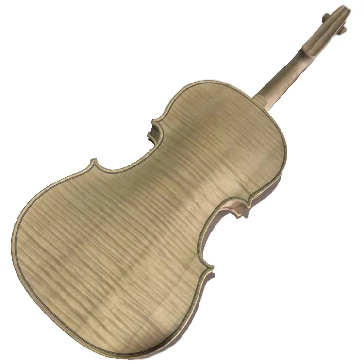 High-End Unfinished Single board DIY Violin Unvarnished Flame Maple White Embryo Violin
