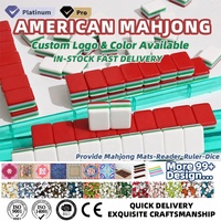 Set Mahjong Ukiran Tangan Gaya Amerika Merah Terang Grosir 160 Buah Hiburan Santai Ubin Mahjong Akrilik Empat Warna