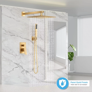 Set Doccia Moderno a Incasso Oro Spazzolato con Miscelatore a Pioggia <span class=keywords><strong>in</strong></span> <span class=keywords><strong>Ottone</strong></span> per <span class=keywords><strong>Bagno</strong></span> - Product Image 3