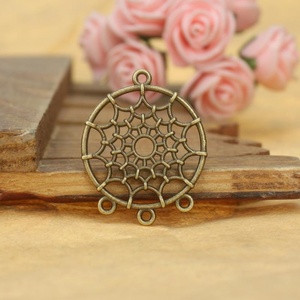 Conector de 4 anillas de aleación de bronce antiguo con filigrana de red de <span class=keywords><strong>atrapasueños</strong></span> para pendientes de flecos estilo bohemio - Product Image 3
