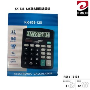 KK-838-12S Solar Powered Electronic Calculator 12 Digits Plastic Keyboard - Product Image 2