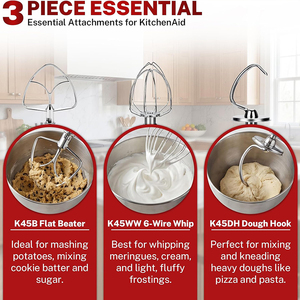 Kit de Accesorios Personalizados para Batidora de Pedestal, 3 Piezas, Gancho para Masa de Acero Inoxidable, <span class=keywords><strong>Batidor</strong></span> <span class=keywords><strong>Plano</strong></span>, <span class=keywords><strong>Batidor</strong></span> de Varillas de 6 Alambres, Accesorio para Batidora <span class=keywords><strong>Kitchenaid</strong></span> - Product Image 6