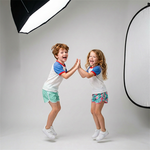 Ensemble de vêtements personnalisés pour enfants, vente en gros OEM, T-shirt en coton à col contrastant et <span class=keywords><strong>short</strong></span> Dolphin, 2 pièces, tenue de sport d'été pour garçons et filles - Product Image 1