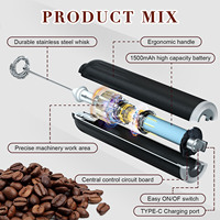 Mousseur à lait et mélangeur à café électrique portatif Mini batteur à oeufs avec USB/batterie Source d'alimentation Machine à mousser le thé et outils à café