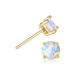 B2927 Fantastic opal stone earrings gold plated claw earrings S925 sterling silver earrings