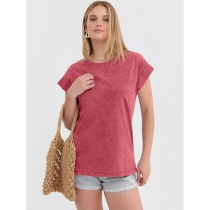 Camiseta de Mujer FOXA con Efecto Desgastado, Manga Corta, Cuello Redondo, Estilo Vintage, Informal, Básica de Verano, 100% Algodón, Transpirable - Product Image 5