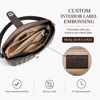 Sac de selle en cuir tressé Intrecciato personnalisé, marron foncé, avec fermoir rotatif, sangle détachable, vente en gros directe usine, OEM ODM