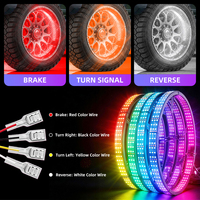 Luces LED RGBW para Ruedas de 15.5'' y 17'' con Control Remoto y por Aplicación, 3 Filas, 4 Piezas, con Función de Señal de Giro y Frenado