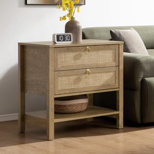 Modern Large Bohemian <strong>Narrow</strong> Side <strong>Table</strong> for Amazon Cross-Border Foreign Trade Rattan <strong>Drawer</strong> <strong>Bedside</strong> <strong>Table</strong> for Small Bedroom - Product Image 3