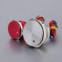 Interrupteur à bouton-poussoir piézoélectrique LED à points de 30 mm plat, momentané, 12 V, étanche IP68, en acier inoxydable de qualité supérieure ABILKEEN