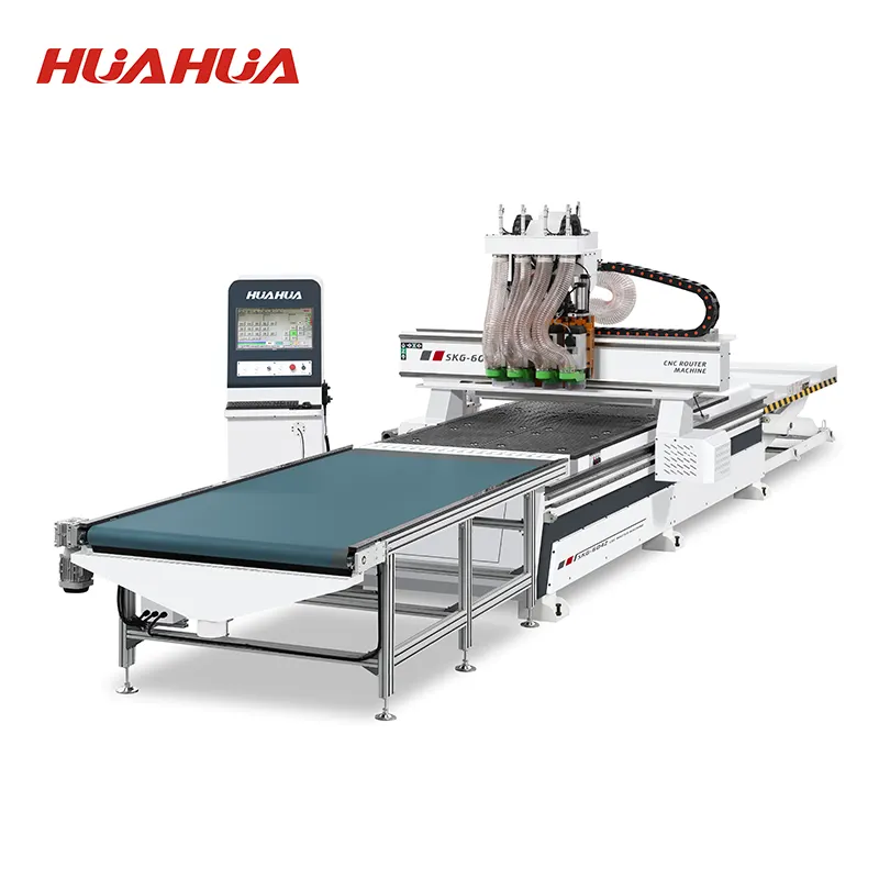 HUAHUA 4 axis 2 worktable woodworking CNC router machine for sale