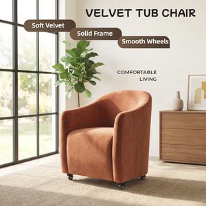 Modern Single-Seater Velvet <b>Armchair</b> Comfortable Reclining with Wheels Indoor Sofa Chair for Home <b>Dining</b> Hotel and Office Use - Product Image 2