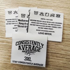 Etiquetas de Cuidado Personalizadas para Ropa con Logotipo, Etiquetas Termoadhesivas para Dobladillo, Etiquetas de Talla de Tela, Etiquetas Tejidas para Ropa - Product Image 3