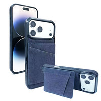 Étui de téléphone en cuir PU à double pochette pour cartes, avec fentes intégrées, portefeuille arrière fin et bord de caméra surélevé pour iPhone 18/17