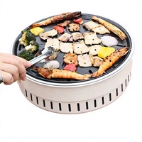 Ensemble de barbecue coréen portable, réchaud à charbon de bois pour la maison et le camping en plein air, faible émission de fumée, 1500-1800g