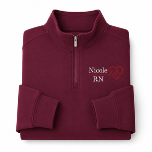 <span class=keywords><strong>Felpa</strong></span> Invernale Personalizzata RN <span class=keywords><strong>con</strong></span> Ricamo a <span class=keywords><strong>Cuore</strong></span> EKG, Regalo per la Settimana dell'Infermiera, <span class=keywords><strong>con</strong></span> Zip a Quarto - Product Image 5