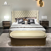 Foshan Fabrik Moderne Luxus-Schlafzimmer-Bettwäsche-Sets Holz-Kingsize Luxus-Komplettes Schlafzimmer-Möbelset für Villa-Schlafzimmermöbel