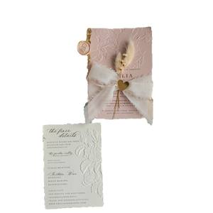 Élégantes cartes d'invitation de mariage personnalisées avec gaufrage 3D et enveloppe RSVP – Mariage moderne invité - Product Image 6
