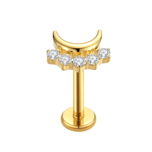 <span class=keywords><strong>Piercing</strong></span> <span class=keywords><strong>Labret</strong></span> Unisexe Hypoallergénique 16g en Titane G23 ASTM F136 Plaqué Or 24K, Cadeau de Mariage et Fiançailles, Faible MOQ, Direct Usine - Product Image 4