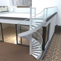 Escalier en colimaçon extérieur Yusituo avec rampes en verre sur mesure, courbé, protection incendie, pour villa et maison individuelle