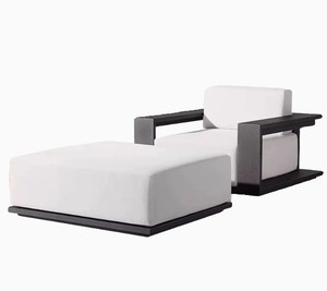 Ensemble de canapés de jardin de style nordique haut de gamme en aluminium épais, lit de repos en métal pour villa, complexe hôtelier, plage - Product Image 3