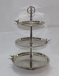 Silver <b>3</b>-<b>Tier</b> Metal Eco-Friendly Dishwasher Safe Round <b>Cake</b> <b>Stand</b> Dessert Display Rack for Wedding Party Baking - Product Image 2