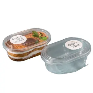 10oz 18oz 25oz grosir kotak plastik Tiramisu buah untuk kue kelas makanan transparan kotak kemasan kue roti