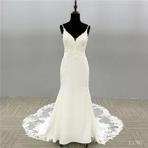 Beading V-Neck Luxury Crystal Long Tail Ball Dress boho wedding gowns for slim brides
