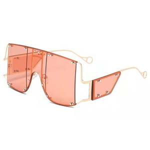 Lunettes de soleil surdimensionnées en métal de luxe à logo personnalisé, très vendues, avec protection UV400, style steampunk pour femmes - Product Image 5