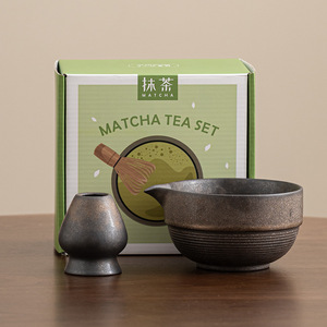 Высококачественная матовая черно-белая керамическая чаша матча с носиком - Product Image 6